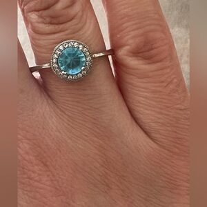 Sterling silver aqua zicron ring